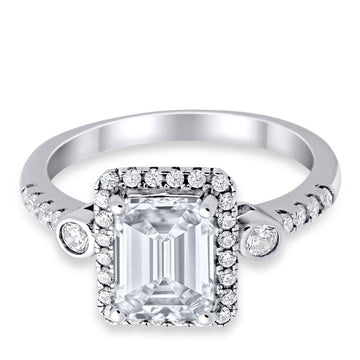 Halo Weddding Bridal Promise Ring Simulated Cubic Zirconia 925 Sterling Silver